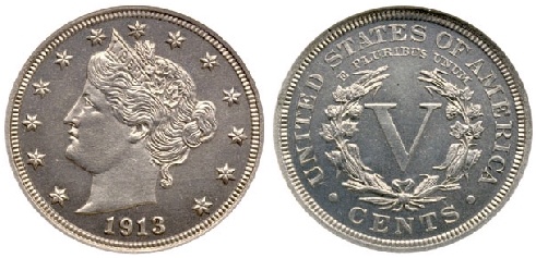 1913-dated U.S. Liberty Head nickel