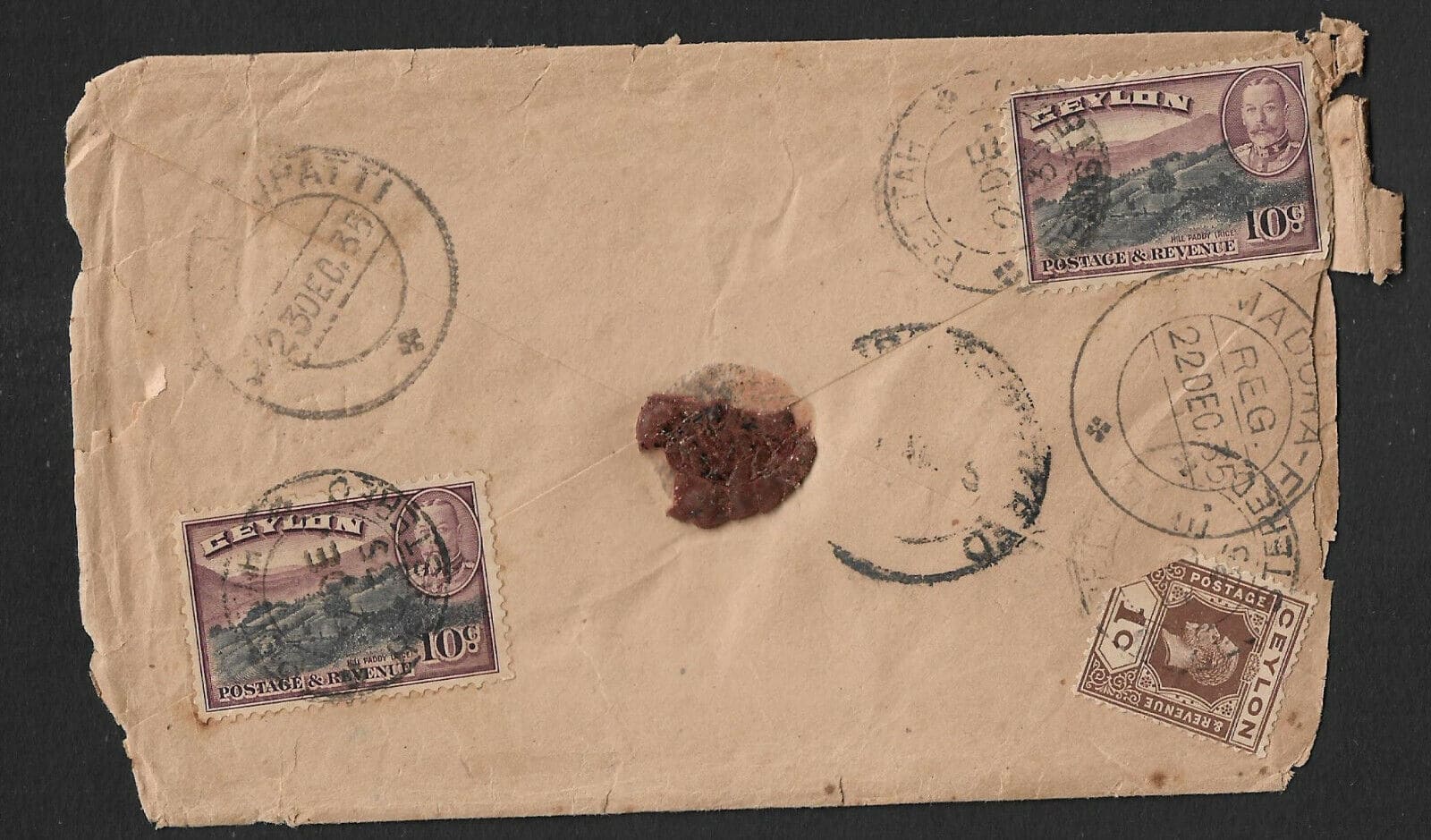 CEYLON 1935 Registered Covers used Pettah