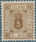 Iceland - 1876, 5 Aur Perforation 12 ¾ stamp