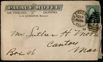 USA - 1887, SAN FRANCISCO CA PALACE HOTEL ADVERTISING