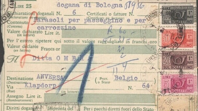 ITALY - 1958, Parcel Post Waybill Stationery
