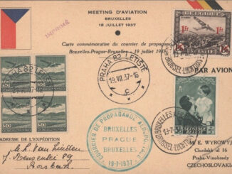 BELGIUM - 1937, Air Mail Postcard Commemorative Flight to Czechoslovakia