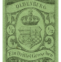 1859 Oldenburg 1/3 Gr. black on a green paper stamp