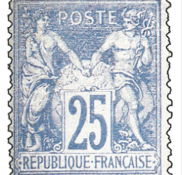 FRANCE - 1879, 25C, The Prussian Blue Dolphin