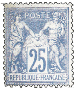 FRANCE - 1879, 25C, The Prussian Blue Dolphin