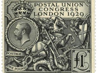 GREAT BRITAIN – 1929, £1 Postal Union Congress stamp