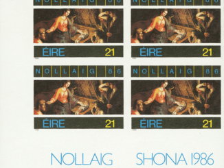 IRELAND - 1986, Christmas 21p Imperforated block of 4