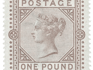 GREAT BRITAIN – 1882, £1 Brown Lilac on Blued Paper