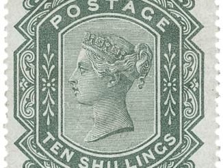 GREAT BRITAIN - 1883, 10sh Grey Green on Blued Paper