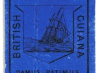 BRITISH GUINA - 1852, dark blue 4-cents Stamp