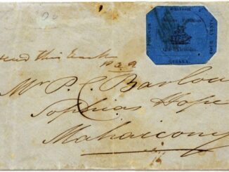 BRITISH GUINA - 1856, 4-cents blue octagonal stamp on an envelope