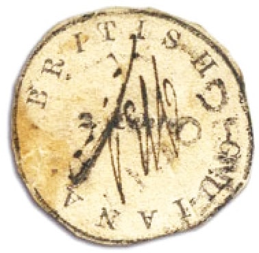 BRITISH GUINA - 1851, 2 Cents round Stamp