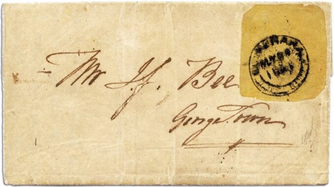 BRITISH GUINA - 1851, 4-cents stamp on an envelope