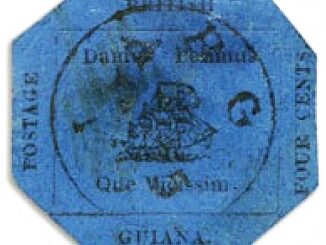 BRITISH GUINA - 1856, 4-cents Blue Stamp