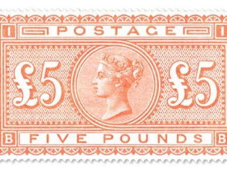 GREAT BRITAIN – 1882, £5 Bright Orange Stamp
