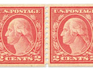 USA - 1916, 2 cents carmine pair of horizontal coil of Washington-Franklin Issue