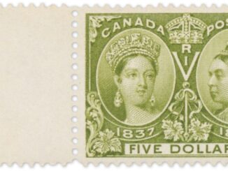 CANADA - 1897, $5 Olive green Queen Victoria Jubilee stamp