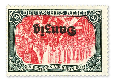 GERMANY - 1920, Danzig stamp with center and overprint inverted