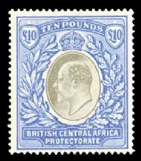 BRITISH CENTRAL AFRICA - 1903 KEVII £10 gray and blue