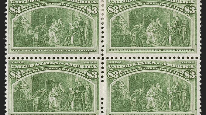USA – 1893, Colombian, $3.00 Yellow Green